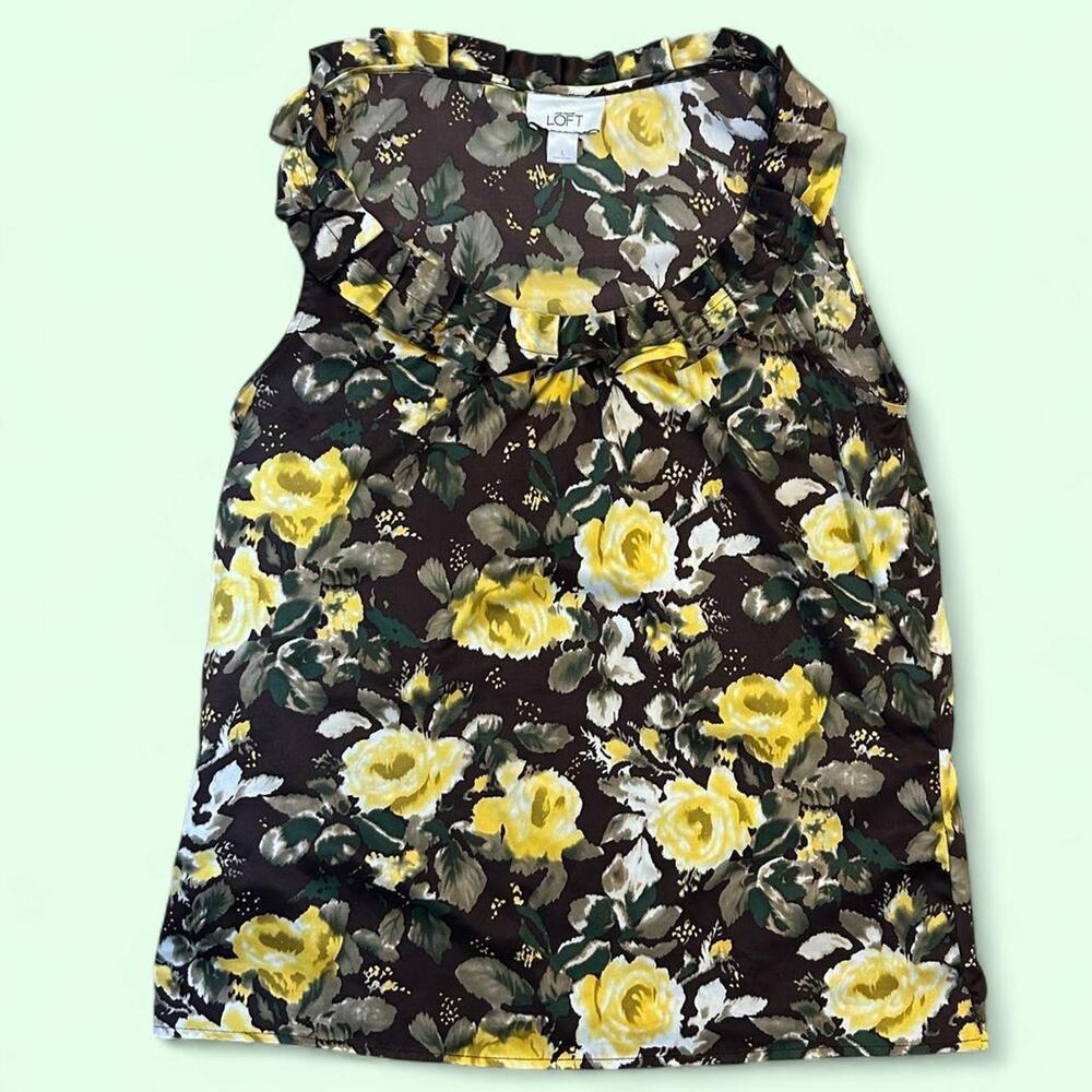 Loft yellow floral silky tank